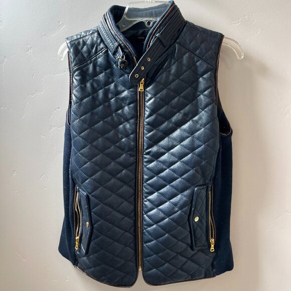 Fate Navy Blue Leather Vest - Picture 1 of 1